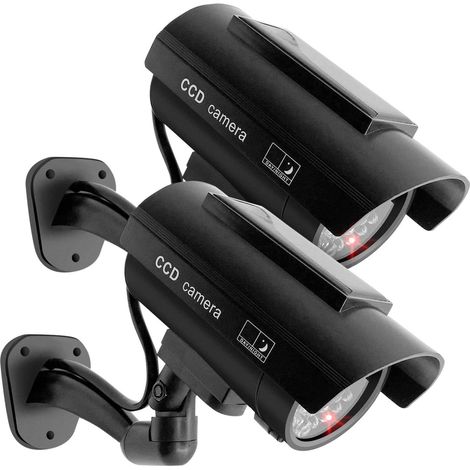 2Pcs Caméra Fausse Caméra de Surveillance Caméra Factice avec LED Infrarouge Clignotante Rouge, Caméra Fausse Caméra de sécurité CCTV (1/5)