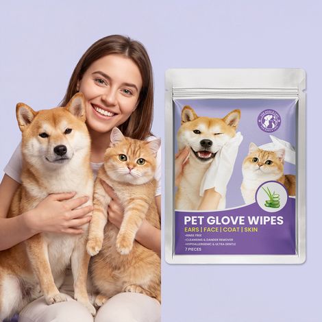 Ce lot de 7 gants et lingettes pour animaux est doux pour la peau, pratique pour nettoyer chats et chiens, et convient à un nettoyage complet du corps. Un indispensable pour l'entretien de vos animaux (1/5)