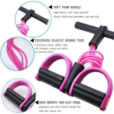 Multifunktionales Spannseil, elastisches Band für 6-Rohr-Yoga-Pedalzuggerät, rosa Farbe. (1/5)