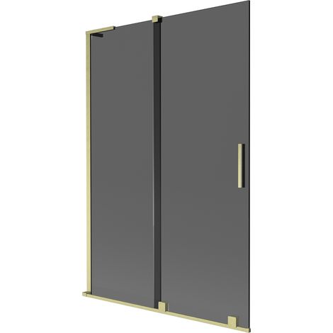 Mexen Velar L Duschabtrennung 2-flügelig verschiebbar 120 x 150 cm, Grafit, gebürstetes Gold - 896-120-003-41-55 (1/5)