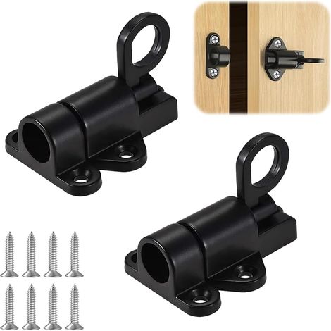 2 Pièces Verrou Porte Automatique à Ressort, Loquet Porte Coulissant en Alliage d'Aluminium avec Vis pour Porte Fenêtre Placard Garde-Manger