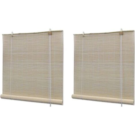 Store enrouleur en bambou naturel, 2 pièces, 120 x 160 cm (1/5)
