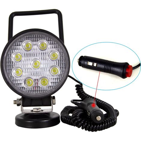 Phare de Travail LED 4" Magnétique 12V 24V pour Tracteur Voiture Projecteur LED 10cm 27W, IP67 Etanche, Feux Antibrouillard LED Spotlight pour 4x4 Camion SUV Bateau Camping (1/5)