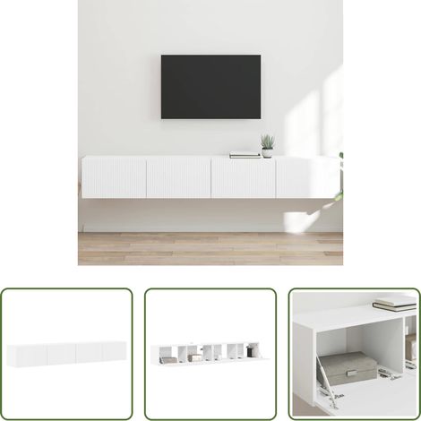 vidaXL Wandregale - TV-Wandschrank 2 pcs Weiß 98 x 31 x 29,5 cm Holzwerkstoff (1/5)