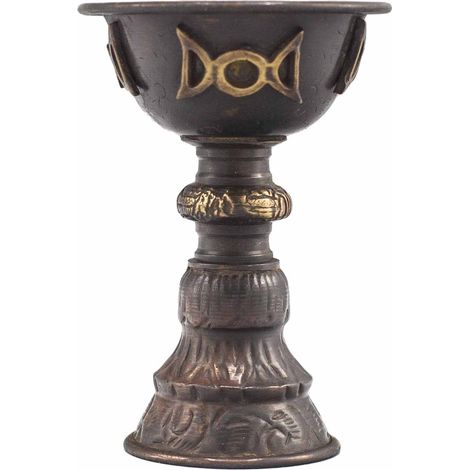 Gobelet Rituel Antique en Cuivre avec Triple Lune 8x13cm- Vendu par 1 (1/4)