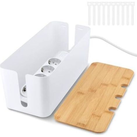 Boîte De Rangement pour Câbles, Cache Cable Boite Rangement Cable avec Couvercle en Bambou, Cache Prise Electrique pour Organiser Les Câbles Et Les Dissimuler (1/5)