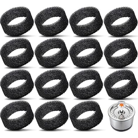 16 Pièces Filtre en Mousse de Fontaine pour Animaux Noir Éponge Ronde Filtre Fontaine Eau Chat de Remplacement de 2,5 L/ 84 oz (1/4)