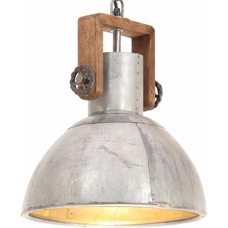 vidaXL Lámpara colgante industrial 25 W plateada redonda 30 cm E27 (1/5)