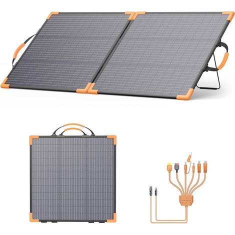 Panneau solaire biface portable 110W 20V pour centrales électriques Chargeur solaire pliable avec indice d'étanchéité IP68, rendement élevé de 25% avec 2 supports renforcés pour le camping (1/5)