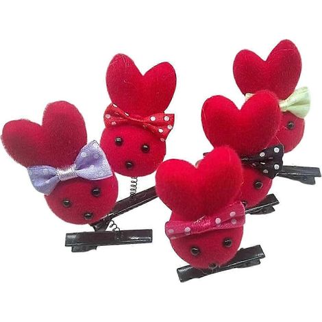 Lot de 5 pinces à cheveux décoratives lapin et poulet avec nœud papillon, style ressort, pour fille, à faire soi-même-C (1/5)