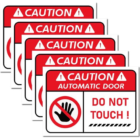 Autocollant de signalisation «Attention ne pas toucher» pour portes automatiques, étiquettes vinyle imperméables 9,8" x 6,9", intérieurs (1/5)