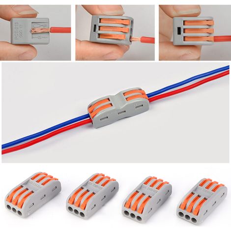 Lot de 10 connecteurs de câblage rapide PCT3-3, 3 entrées, 3 sorties, bornes de connexion pour câbles électriques, couleur unique (1/5)