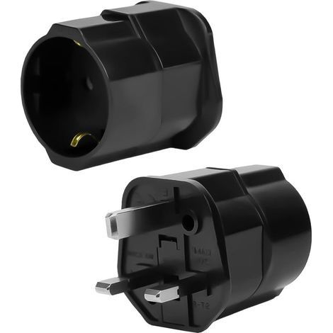 2 Pièces Adaptateur Prise Anglaise, Adaptateur de Voyage France vers UK, Adaptateur de Prise pour Irlande, Angleterre, Ecosse, Dubaï, Malte, Adaptateur Type G (Noir) (1/4)