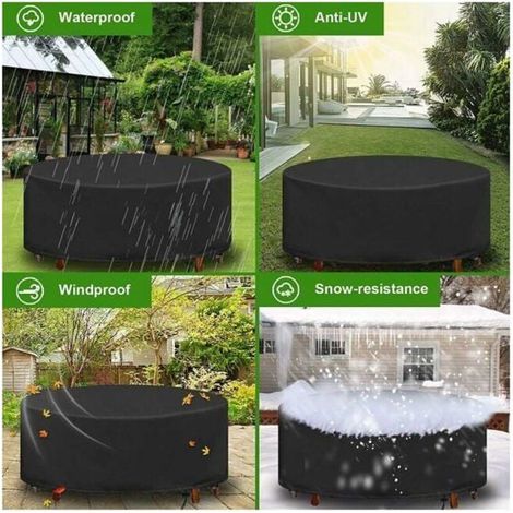 Housse table ronde jardin 180x90cm, Oxford 210D, imperméable Label (1/3)