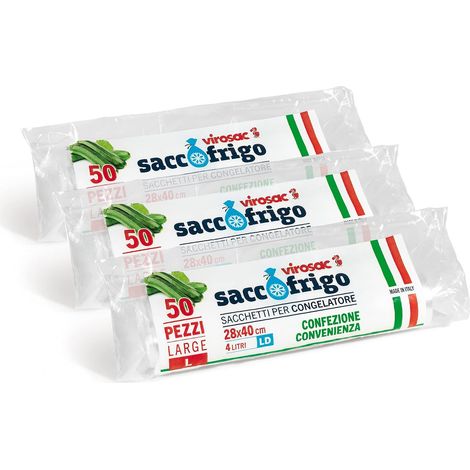 Lot de 3 rouleaux de sacs de stockage et de congélation des aliments, LDPE, transparent, 28 x 40, 50 pièces par rouleau, (1/5)
