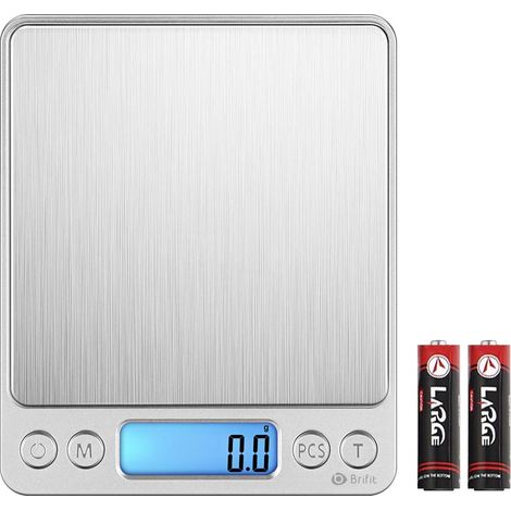 Balance de Cuisine, 3kg x de 0.1g, Échelle de Lettre de Haute Précision avec La Fonction de Tare, Fonction de Compte de Morceau, Grande pour des Ingr¨dients de Mesure, Bijoux, Or, Timbre (1/5)