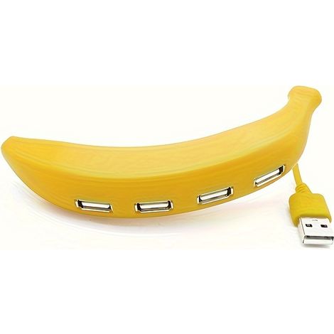 [Hub USB portable] Hub USB 2.0 à 4 ports en forme de banane - Expansion portable et intuitive pour tous vos appareils Jaune (1/5)
