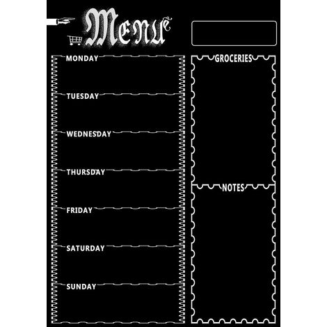 Tableau magnétique pour réfrigérateur - Menu de la semaine, repas et liste de courses - 42 x 30 cm - Effaçable et résistant à l'eau