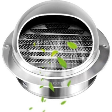 Rejilla de ventilación redonda de acero inoxidable con mosquitera y lamas, rejilla de ventilación de 150 mm para paredes exteriores, ideal para baños, aires acondicionados y cocinas - Crezuo