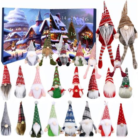 Calendrier de l'Avent Lutin 2024, 24 poupées Elfes à collectionner, compte à rebours de Noël, figurines décoratives de Noël pour maison, lot de 24 (1/5)