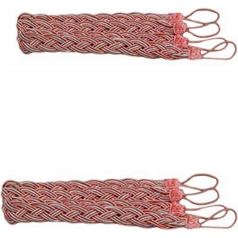 Lot de 2 paires d'embrasses pour rideaux en corde (rose) (1/3)