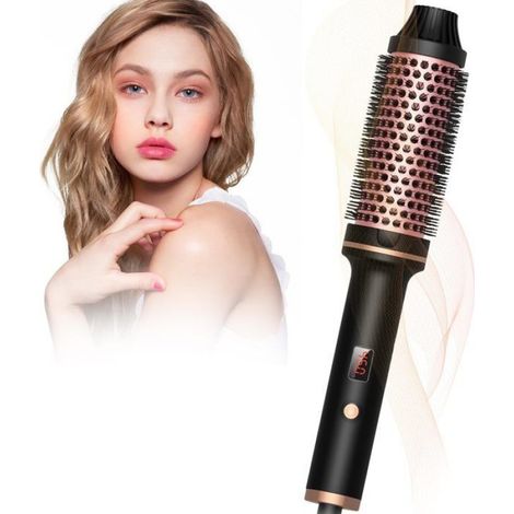 Thermal Brush 38mm,Céramique Tourmaline Ionique Réglable Fer à Friser,Brosse Soufflante One-Step Brosse Ronde,Brosse Brosse (1/5)