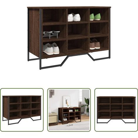 Schuhablage - Schuhregal Braun Eichen-Optik 90x38x61,5 cm Holzwerkstoff (1/5)