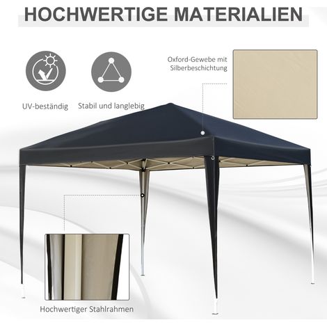 Pavillon pliable 2,95 x 2,95 m, tonnelle de jardin, abri de réception, anti-UV, structure en acier et toile Oxford, noir