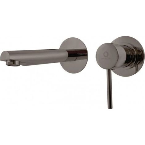 Mitigeur lavabo mural encastrable SEINA en laiton gris métal brossé 8cm (1/2)