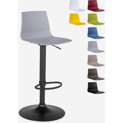 Sgabello cucina bar design base nero opaco regolabile Grand Soleil Imola Matt - Grigio