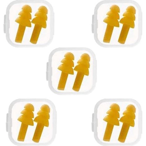 5 paia di tappi per le orecchie in silicone riutilizzabili per dormire, nuotare e ridurre il rumore (1/5)