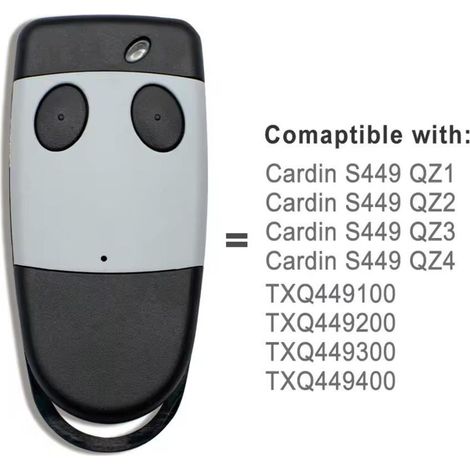Lot de 2 télécommandes compatibles CARDIN S449 QZ2 QZ4 433MHz, émetteurs à code tournant 2 et 4 boutons pour porte de garage (1/3)