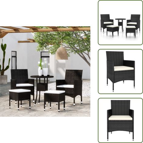 Salon de jardin 5 pcs Résine tressée Noir - Ensemble Salon De Jardin - Mobilier De Jardin - Table Basse - Chaises Pliantes - Set De Jardin