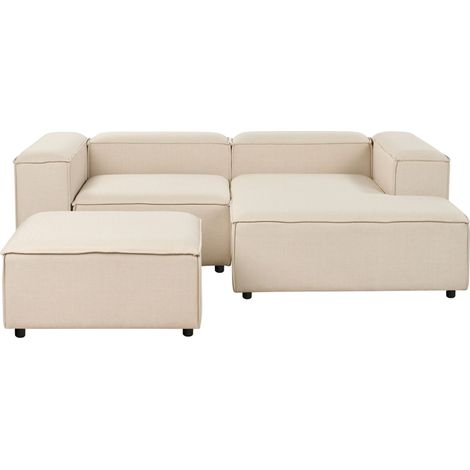 Modular Corner Sofa 3 Seater ARDAL Fabric Beige Left Hand