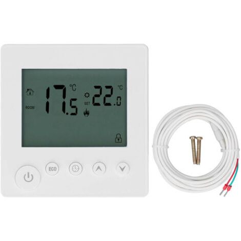 QORVA- Thermostat intelligent 4500W, contrôle par bouton, chauffage de l'eau, pour la maison, le bureau, l'hôtel, AC90V à 240V, blanc (1/4)