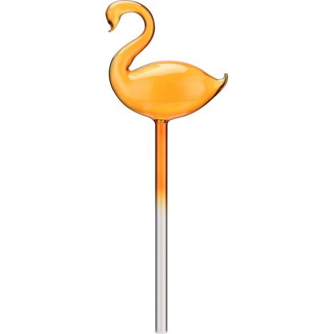 Arroseur automatique en verre, 250ml, design cygne orange-rouge, irrigation goutte à goutte pour plantes d'intérieur et extérieur, lot de 1 ou 3 pièces (1/5)
