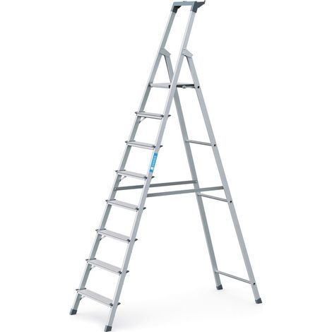 ZARGES Stufenstehleiter Alu 8Stufen 1seitig Plattform-H1700mm 7.1kg eloxHolme (1/5)