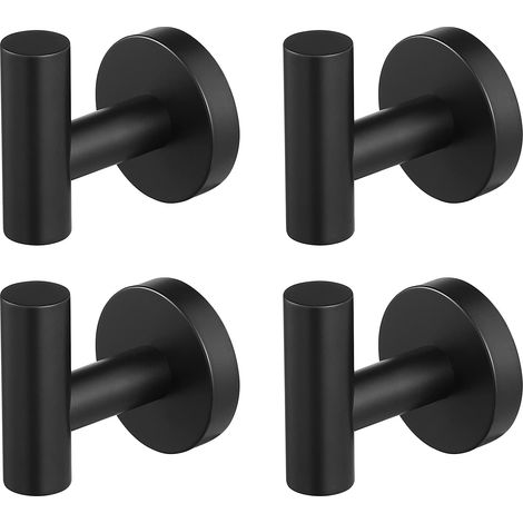 4 Pièces Crochet Mural Salle de Bain Crochet Acier Inoxydable, Porte Manteau Noir Mat, A2164-BK-P4