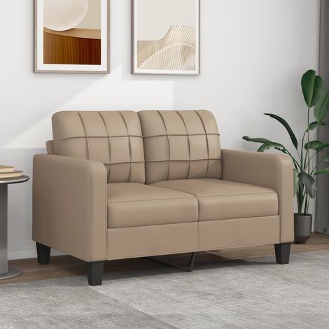 Canapé ou Sofa 2 Places 120 cm Similicuir Beige. Avec Pied en bois. Confort et qualité (1/5)