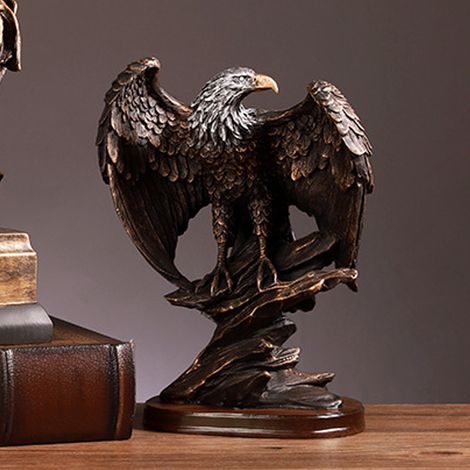 Figura decorativa vintage de águila de resina para la oficina – Figura de águila grande – Duradera y realista, 15 x 10 x 24,5 cm (1/5)