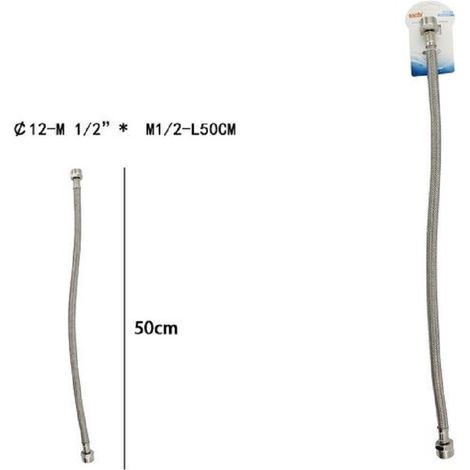 TrAdE Shop Traesio - Tubo Flessibile Flessibili Rubinetto Miscelatore Acqua 50 Cm M 1/2 X M1/2 69399 -