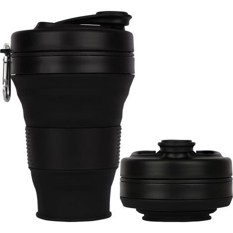 Tasse de camping pliable avec paille en silicone - Tasse à café pliable - Bouteille de sport portable pour voyage en plein air - 600 ml (1/5)