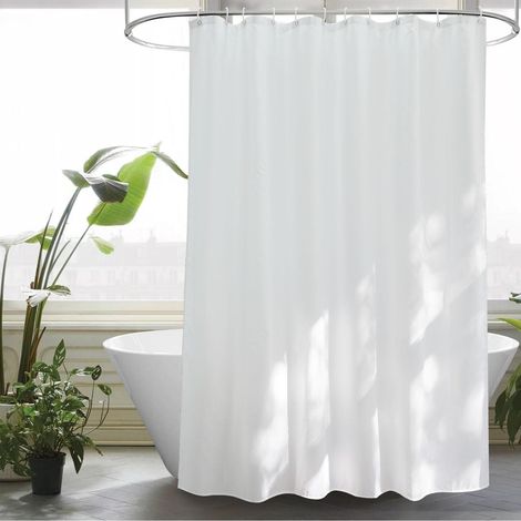 Duschvorhang 160x200 Weiß Textil Stoff Antischimmel Vorhang Wasserdicht (1/5)