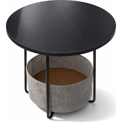 Runder Beistelltisch mit Aufbewahrungskorb, Metallgestell