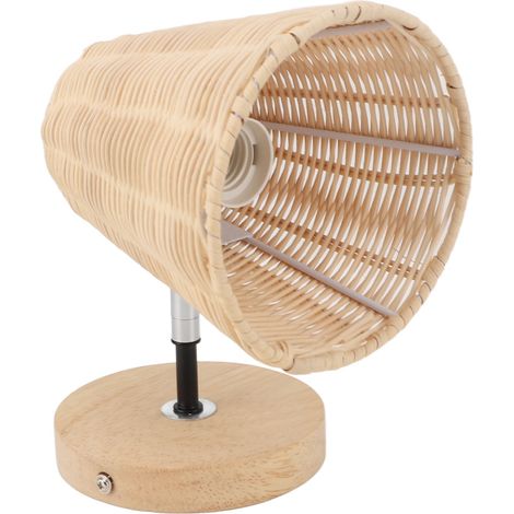 Applique murale style ferme E26, abat-jour en rotin naturel tressé, style rétro rustique, pour chambre, couloir ou salon, prise US 110 V (1/5)