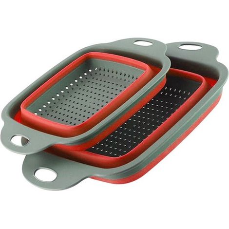 Ensemble de 2 paniers d'égouttage pliables - Passoire - Tamis - Panier d'égouttage télescopique - Panier de rangement pour fruits et légumes - Ustensiles de cuisine réglables - Panier d'égouttage gain (1/5)