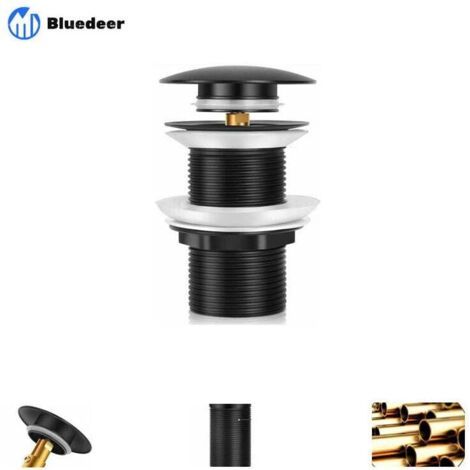 Waschbeckenablauf ohne Überlauf, Click-Clack-Ablauf, Messing-Waschbeckenablauf, Waschbeckenablaufdichtung, Badewannenablauf, Schwarz, zhuoxuan
