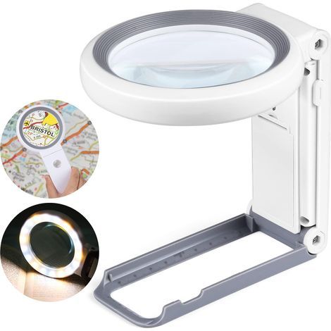 Loupe 30X 10X avec lumière et support, 18 LED Illumi