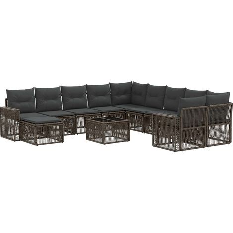 vidaXL Set Divano da Giardino 12 pcs Grigio e Grigio Scuro polyrattan