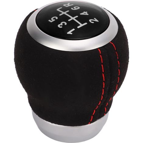 Pommeau de levier de vitesse automatique, poignée de levier de vitesse à 6 rapports, pommeau de levier de vitesse en cuir ABS, pièce de rechange pour voiture (dessus noir) (1/5)